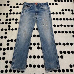 Wrangler Jeans Cowboy Cut Bootcut Mens 34x34 13MWZ Faded Distressed Denim Rodeo